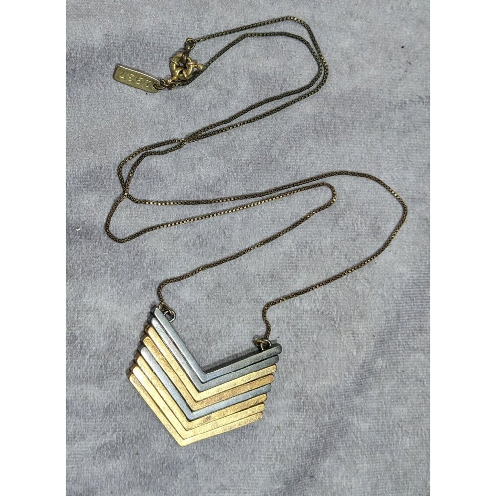 1934 Arrowstack Chevron Multi-Metallic Pendant Ne… - image 8